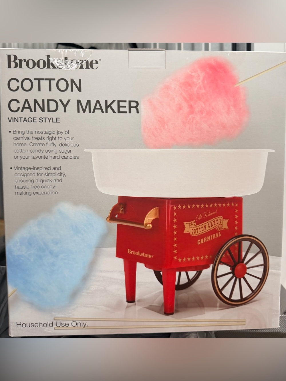 Brookstone Red Cotton Candy Cart with Pink & Blue Floss